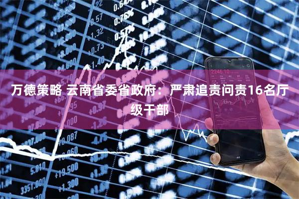 万德策略 云南省委省政府:严肃追责问责16名厅级干部